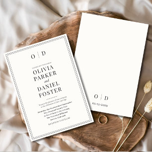 Invitación Boda elegante minimalista moderna en blanco y negr