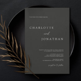 Invitación Boda elegante Minimalista moderna negra