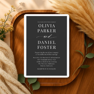Invitación Boda elegante minimalista negra