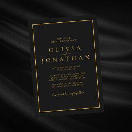 Invitación Boda elegante Minimalista negra