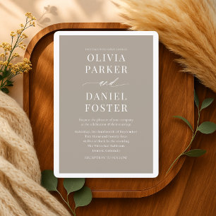 Invitación Boda elegante minimalista neutra taupe