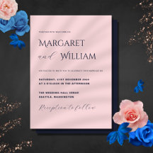 Boda elegante Minimalista rosa y marina azul moder