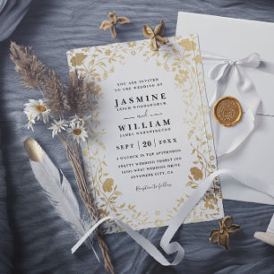 Invitación Boda elegante moderna chic de lujo con flores silv