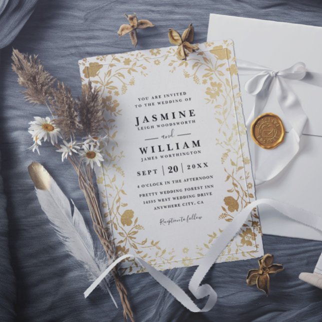 Invitación Boda elegante moderna chic de lujo con flores silv (Subido por el creador)