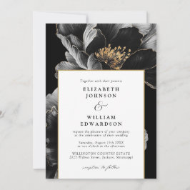 Invitación Boda elegante moderna chic floral código QR foto