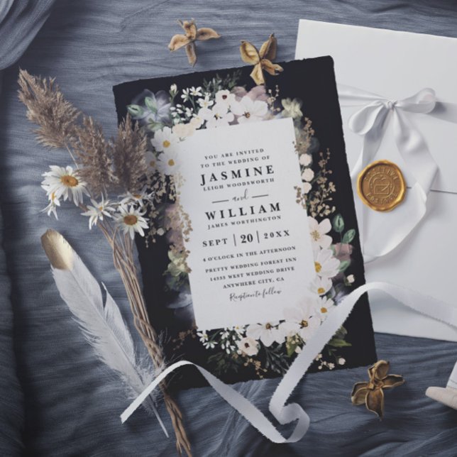 Invitación Boda elegante moderna chic flores silvestres boho (Subido por el creador)
