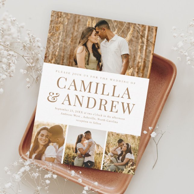 Invitación Boda elegante moderna con 4 fotos (Subido por el creador)