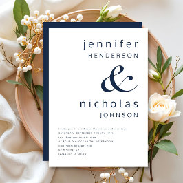 Invitación Boda elegante moderna de azul marino
