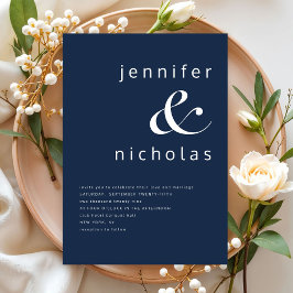 Invitación Boda elegante moderna de azul marino