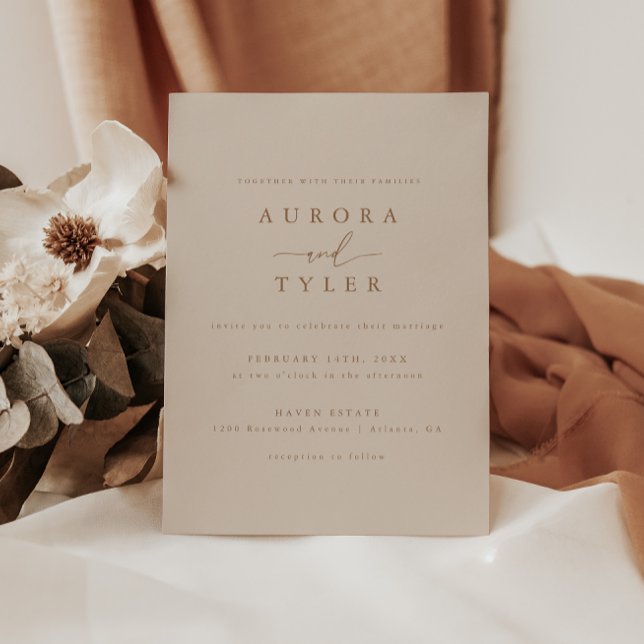 Invitación Boda elegante moderna de color bronceado (Subido por el creador)
