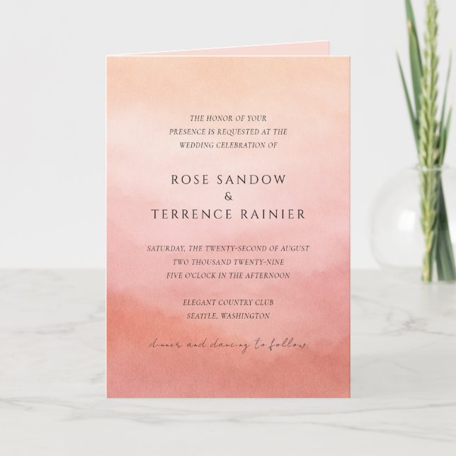 Invitación Boda elegante moderna de coral costero chic (Anverso)