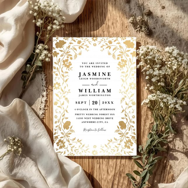 Invitación Boda elegante moderna de flores silvestres de lujo (Subido por el creador)