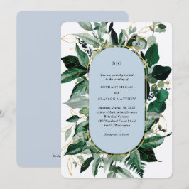 Invitación Boda elegante moderna de jardín botánico azul polv