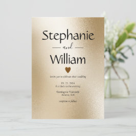 Invitación Boda elegante moderna del corazón metálico del oro