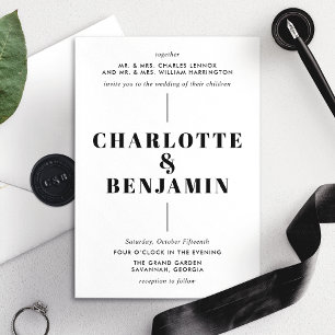 Invitación Boda elegante moderna en negro y blanco