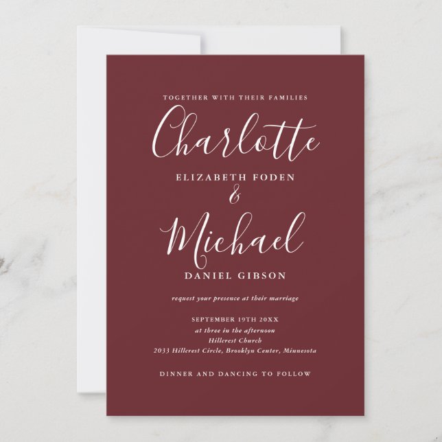 Invitación Boda elegante moderna en rosa palo de rosa con cód (Anverso)