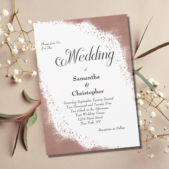 Invitación Boda elegante moderna glamour con borde de oro ros (Subido por el creador)