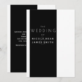 Invitación Boda elegante moderna y sencilla en blanco y negro