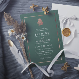 Invitación Boda Elegante Moderno Chic Trópicos Dorados