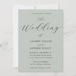 Invitación Boda elegante moderno de escritura verde de vidrio