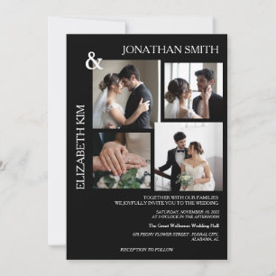 Invitación Boda elegante moderno de guiones 4 de cuadrícula f