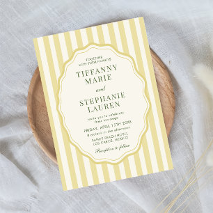 Invitación Boda Elegante Moderno de Raya Amarillo Cítrico