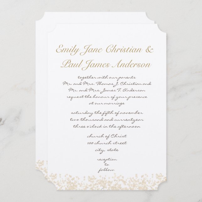 Invitación Boda elegante monograma de hojas rosadas de Rubor (Anverso / Reverso)