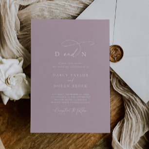 Invitación Boda elegante monograma lilac rosado