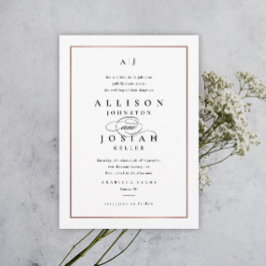 Invitación Boda Elegante Monograma Rosa Dorado