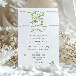 Invitación Boda elegante musulmán de color amarillo verde oro