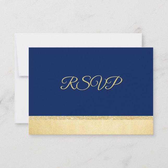Invitación Boda elegante personalizada de respuesta RSVP azul (Anverso)