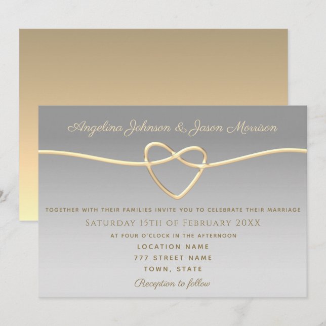 Invitación Boda elegante plateado (Anverso / Reverso)