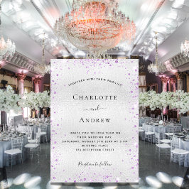 Invitación Boda elegante purpurina morado plateado