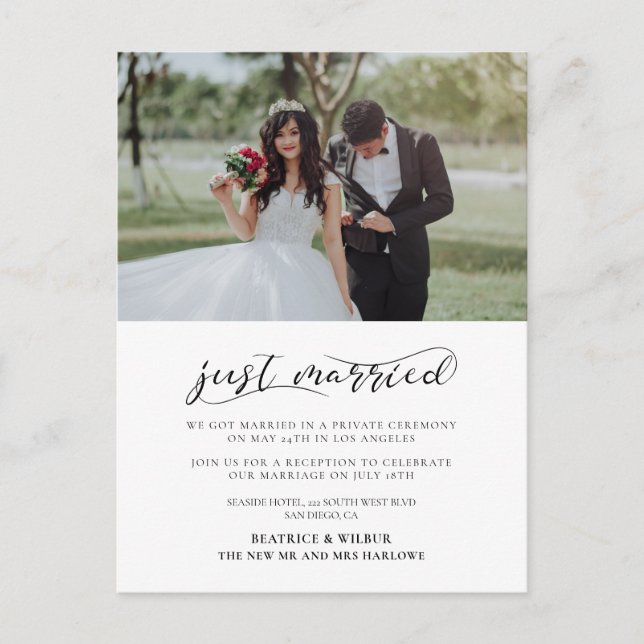 Invitación boda elegante recién casada (Anverso)