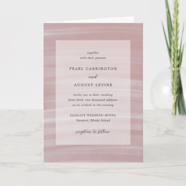 Invitación Boda elegante rosa chic costero (Anverso)