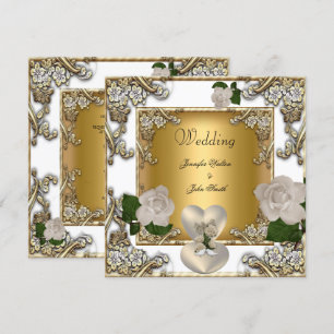 Invitación Boda elegante rosa crema de oro blanco