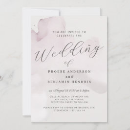 Invitación Boda Elegante Rosa de Acuarela Costera