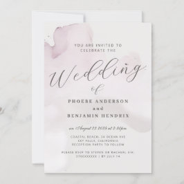 Invitación Boda Elegante Rosa de Acuarela Costera