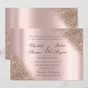 Invitación Boda Elegante Rosa Dorado Glitter Ombre