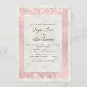 Invitación Boda elegante rosa marfil crema