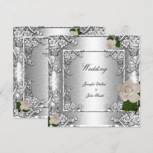 Invitación Boda elegante rosa plata blanca 2