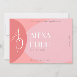 Invitación Boda elegante, rosa y terracota moderna