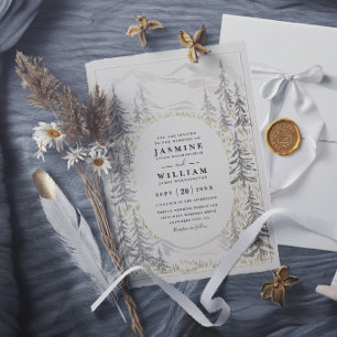 Invitación Boda elegante rústica bosque árboles montaña