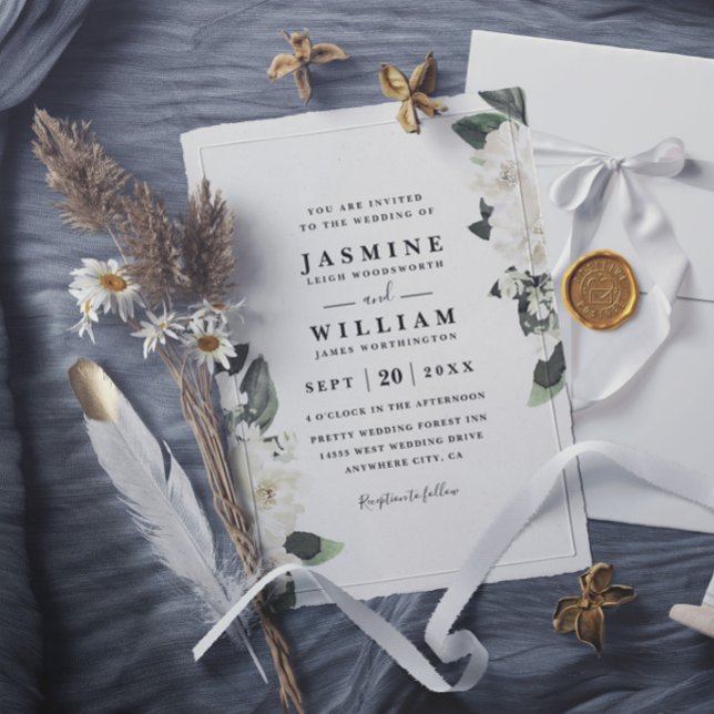 Invitación Boda elegante rústica con acento floral romántico (Subido por el creador)