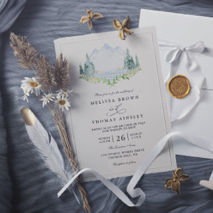 Invitación Boda elegante rústica de árbol del bosque del lago