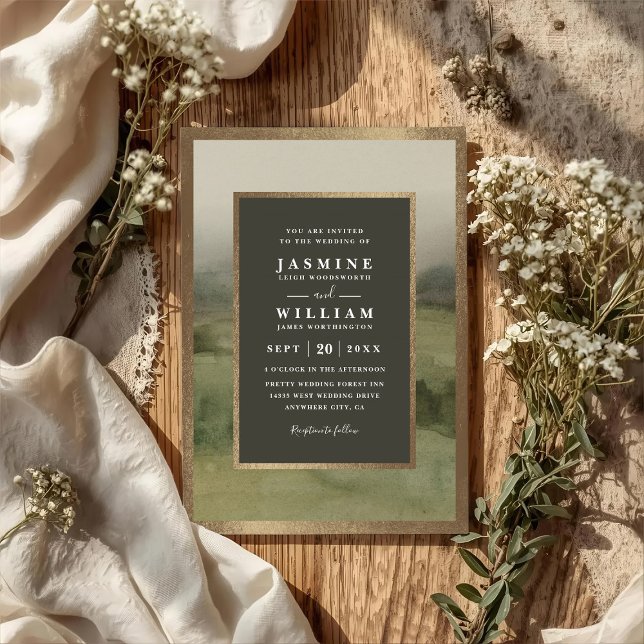 Invitación Boda elegante rústica de bosque de montaña código  (Subido por el creador)