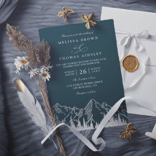 Invitación Boda elegante rústica de pino de árboles del bosqu