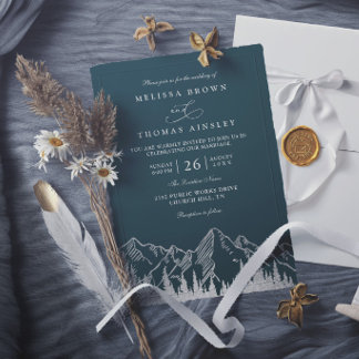 Invitación Boda elegante rústica de pino de árboles del bosqu