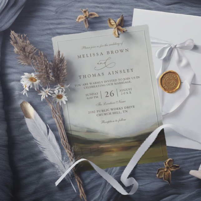 Invitación Boda elegante rústica del valle occidental de la m (Subido por el creador)