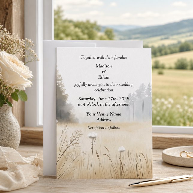 Invitación Boda elegante rústico de pinos (Subido por el creador)